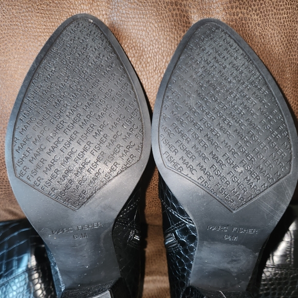 HTF Sassy Fierce Sexy Marc Fisher OTK Black Croc Embossed Boots - Picture 15 of 16